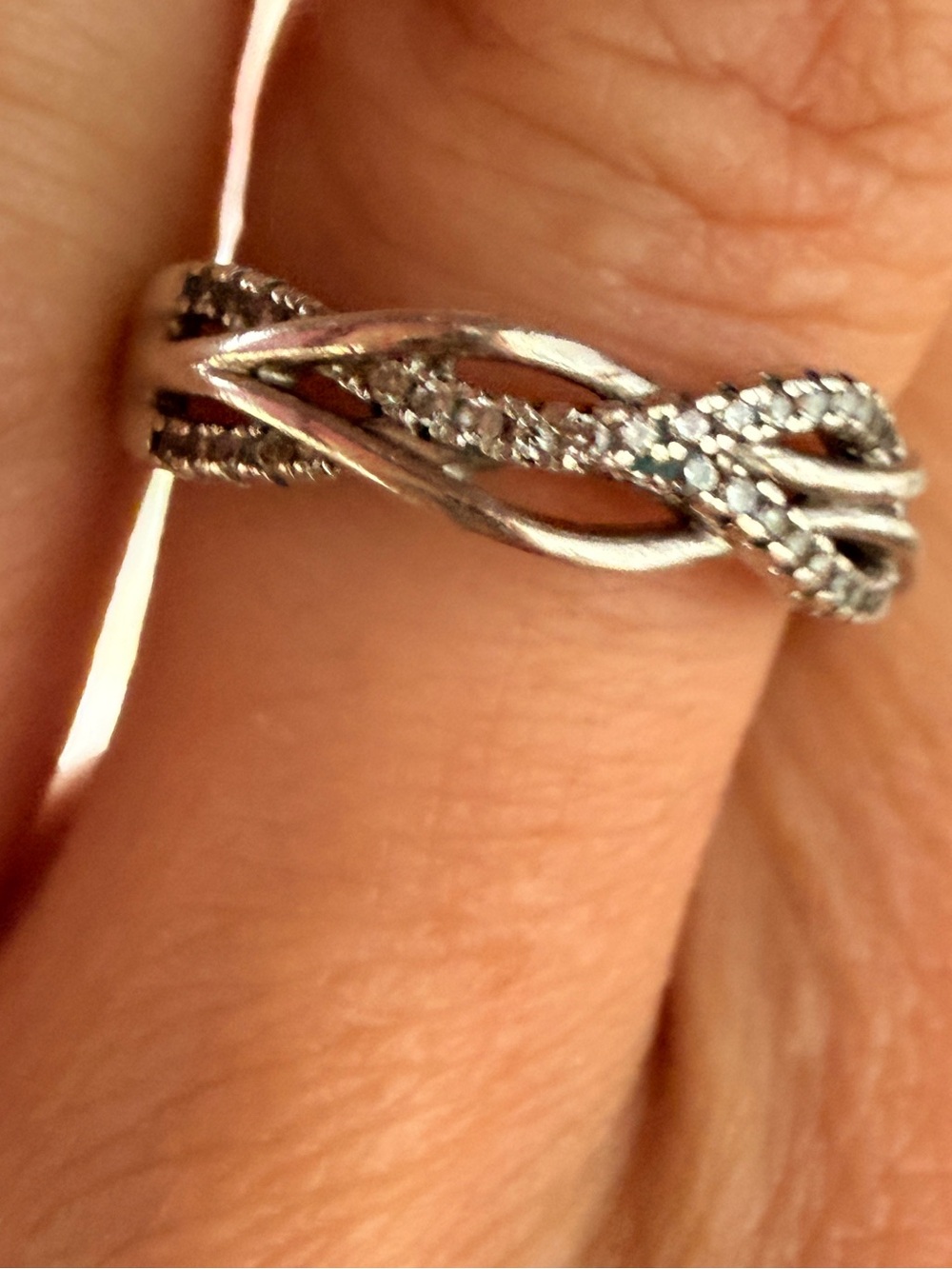 Vintage Natural diamond twist braided band 925 
size 7